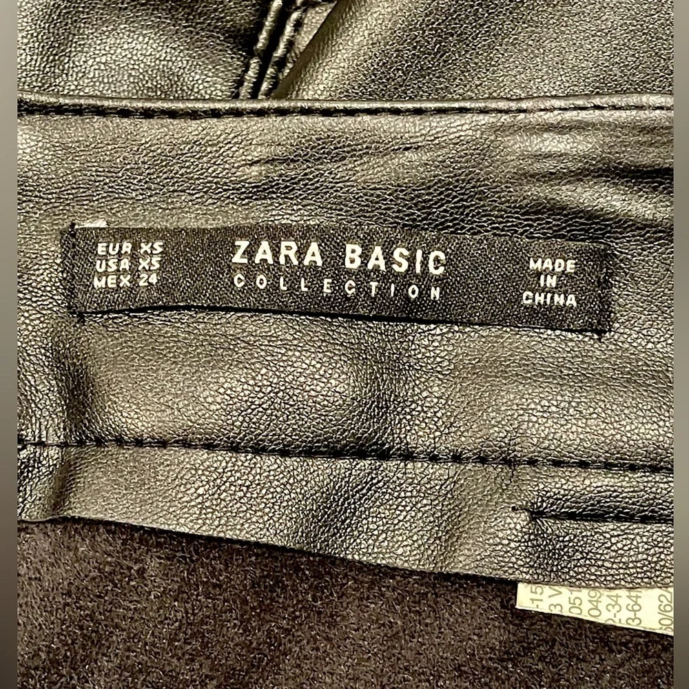 Zara Black Faux Leather Midi Skirt Size XS